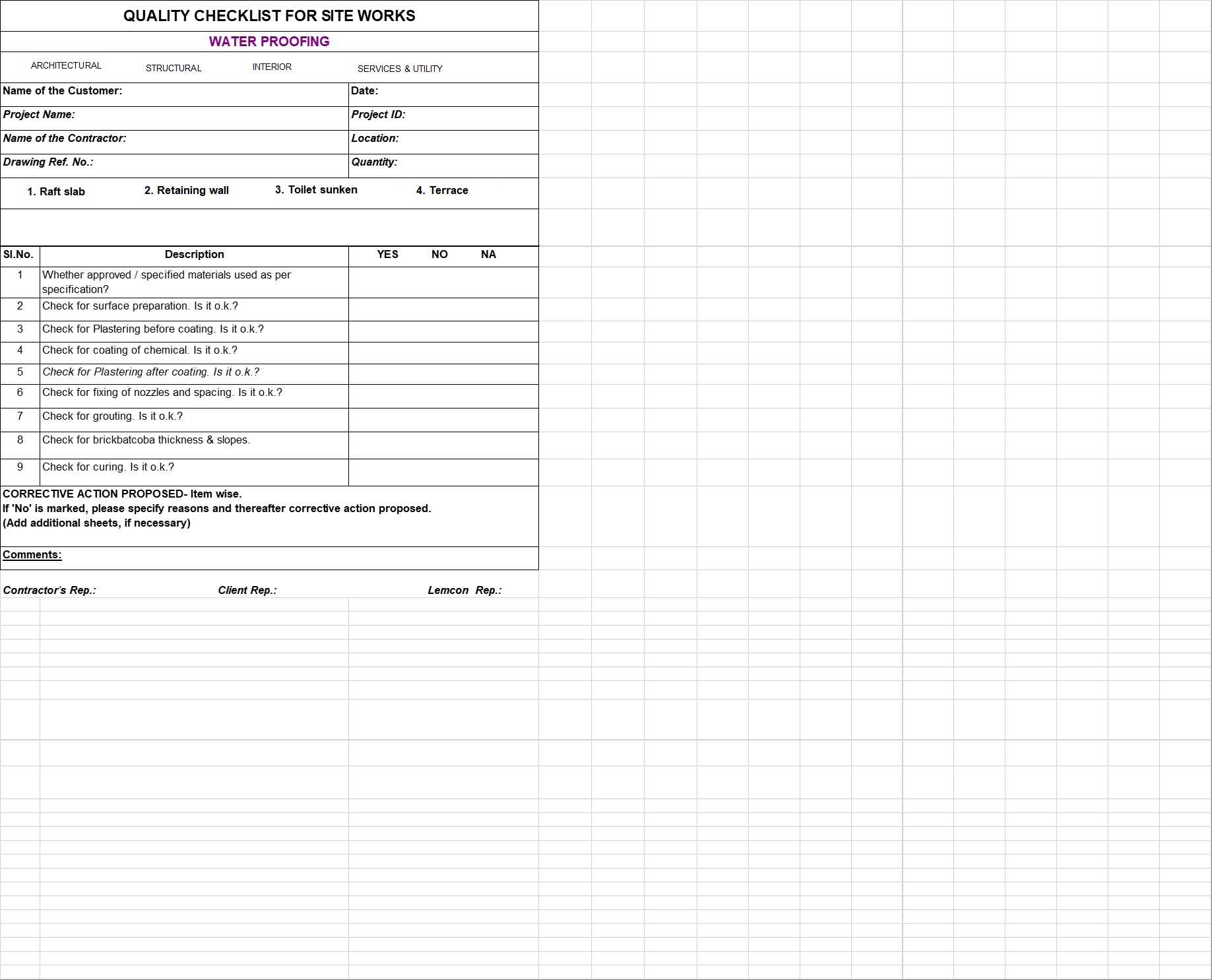 Quality control checklist template